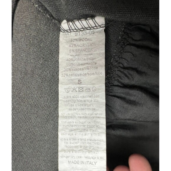 Tempo Paris Tunic Top  Women's S  Boho Lagnelook Charcoal Knit w Woven Ruffle - Picture 7 of 8